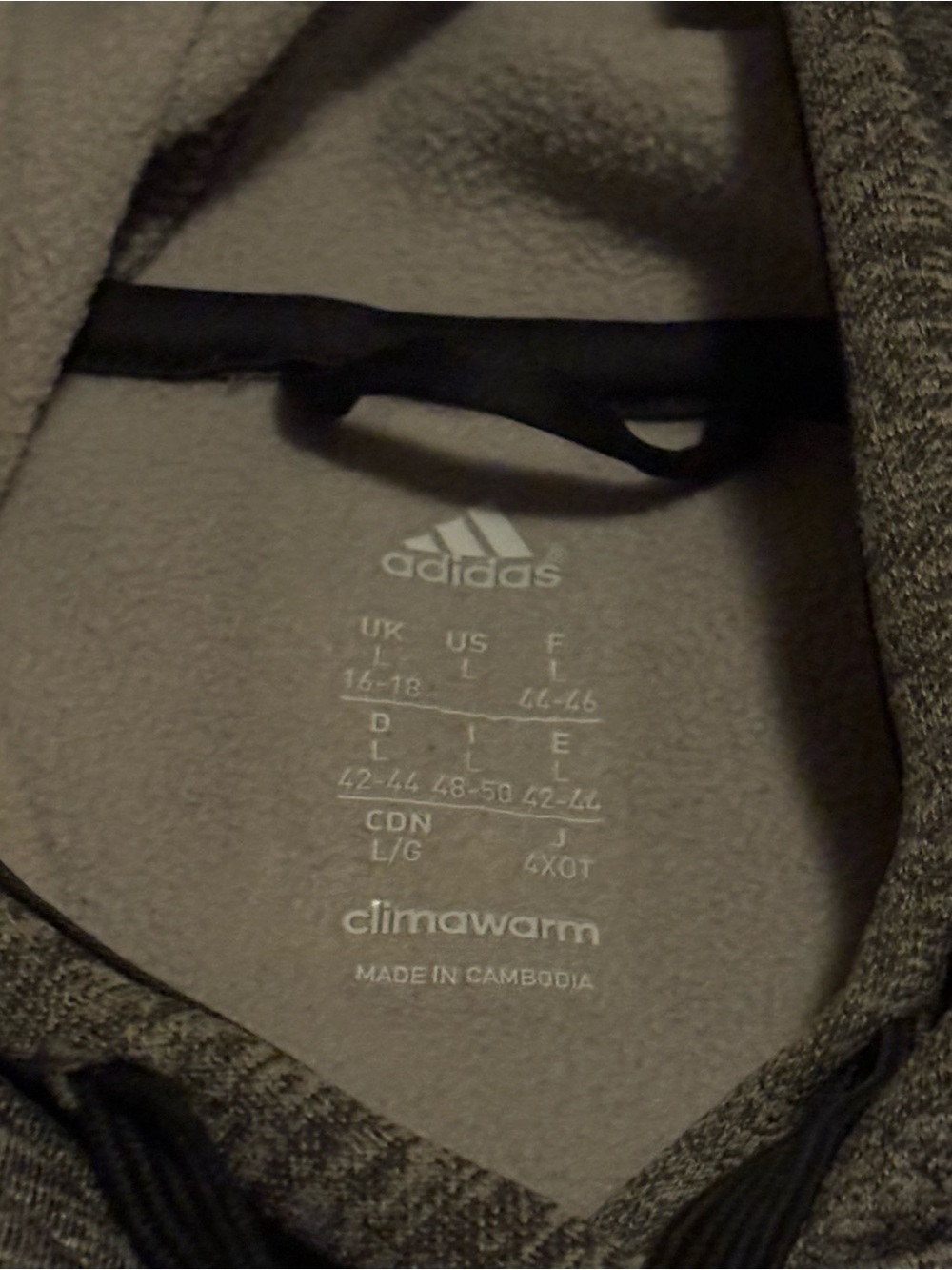 Adidas Men's Climawarm Hoodie Size L Heather Gray Quarter Zip - Picture 6 of 9